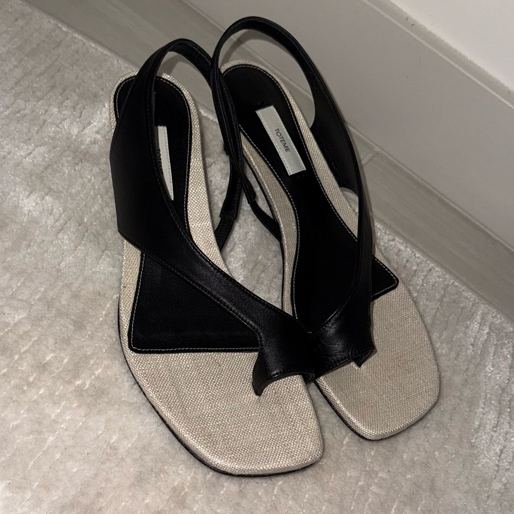 Toteme Sculptural Slingback Sandals, 40, Canvas Black - Picture 13 of 17